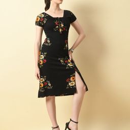 BAESD Floral Printed Square Neck Sheath Dress-image-32