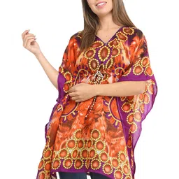Exotic India Geometric Printed Kaftan Dress-image-18