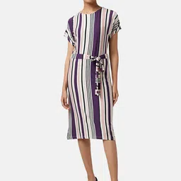 Annabelle by Pantaloons Striped Boat Neck Short Sleeves Sheath Dress-image-88