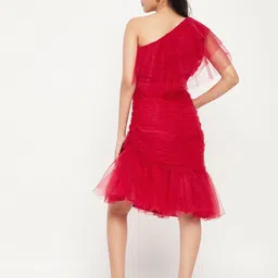 Antheaa One Shoulder Net Sheath Dress image 4