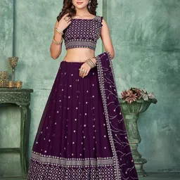KALINI Sequinned Semi-Stitched Lehenga & Unstitched Blouse With Dupatta-picture-55