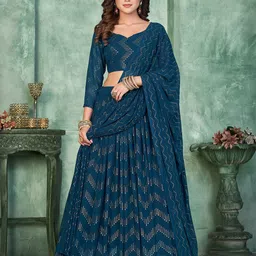 KALINI Woven Design Sequinned Semi-Stitched Lehenga & Unstitched Blouse With Dupatta-20