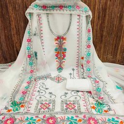 KALINI Ethnic Motifs Embroidered Silk Georgette Unstitched Dress Material-image-82