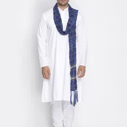 VASTRAMAY Men White Pure Cotton Kurta & Churidar With Dupatta-image-76