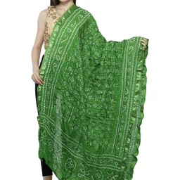 Exotic India Bandhani Printed Tie & Dye Silk Zari Dupatta-picture-36