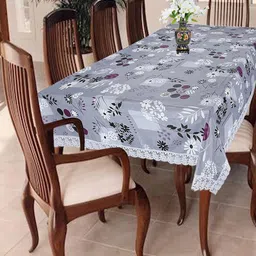 Homerz Grey & White Floral Rectangle Table Cover-44