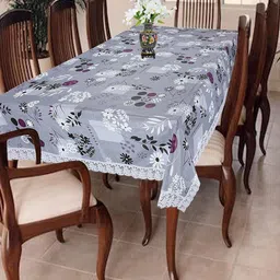 Homerz Grey & White Floral 4-Seater Table Cover-52