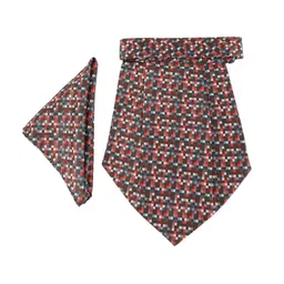 Alvaro Castagnino Men Red & Grey Geometric Printed Cravat Tie & Pocket Square-picture-14