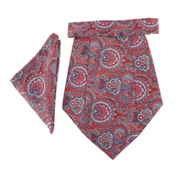 Alvaro Castagnino Red & Blue Paisley Printed Cravat Tie & Pocket Square-image-82