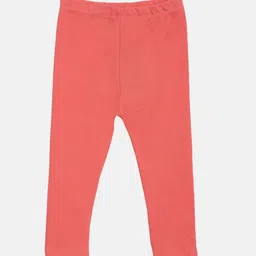 Kryptic Infant Girls Coral-Coloured Solid Cotton Ankle-Length Leggings-picture-52