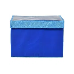 Kuber Industries Set Of 3 Blue Solid Storage Boxes With Lid image 4