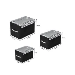 Kuber Industries Set Of 3 Black & White Printed Storage Boxes With Lid image 3