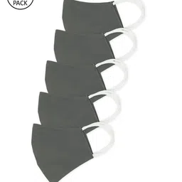 MYTRIDENT Unisex Pack Of 5 Grey Solid 2-Ply Cotton Reusable Cloth Masks-47