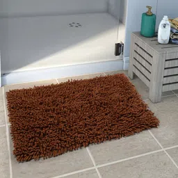 Saral Home Brown Solid Neo Shaggy Yarn Microfibre Anti-Skid Bath Mat-image-99
