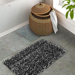 KLOTTHE Black Woven Design 2000 GSM Bath Rugs-31