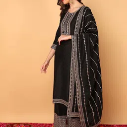 KALINI Ethnic Motifs Embroidered Regular Sequinned Kurta with Palazzos & Dupatta image 5