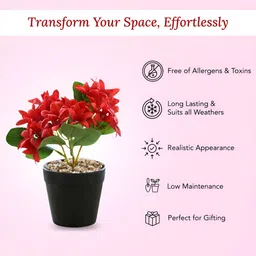 Ekhasa Red 1 Pieces Artificial Flower With Pot image 2