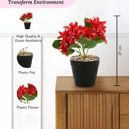 Ekhasa Red 1 Pieces Artificial Flower With Pot image 3
