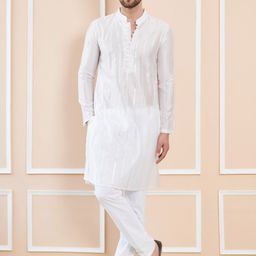 See Designs Embroidered Regular Sequinned Chanderi Silk Kurta with Pyjamas-picture-9