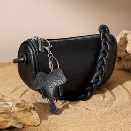 HAUTE SAUCE by Campus Sutra Leather Structured Handheld Bag with Quilted-26