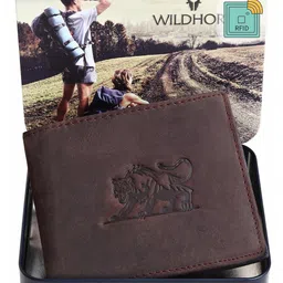 WildHorn Men Coffee Brown Leather Two Fold Wallet with RFID-17