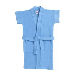BUMZEE Boys Blue Solid Cotton Bath Robe-image-94