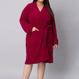 HotGown Women Maroon Water Absorbent Bath Robe-image-38