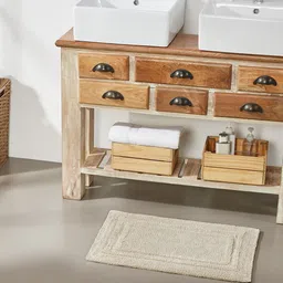 Pano Beige Solid 1902 GSM High Absorbent Anti-Slip Backing Cotton Bath Rug-image-34