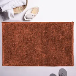 LUXEHOME INTERNATIONAL Rust Solid Rectangular Bath Rug-10