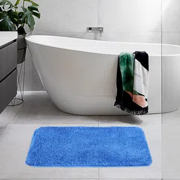 OBSESSIONS Blue Solid 1300 GSM Bath Rugs-44