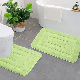 Saral Home Green Set Of 2 Woven Rectangular Bath Rugs-46