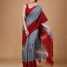 SLAGHA Woven Design Pure Cotton Khadi Saree-picture-22