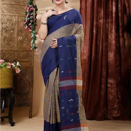 SLAGHA Woven Design Pure Cotton Khadi Saree with Tassels-37