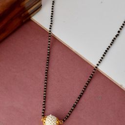 Silvermerc Designs Gold-Plated Black & White Pearl Beaded Mangalsutra-image-51