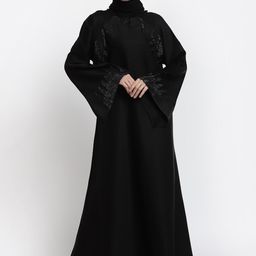 Arrabi Women Black Embroidered Burqas With Scarf-image-56