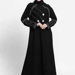 Arrabi Women Black Solid Burqa With Scarf-image-41