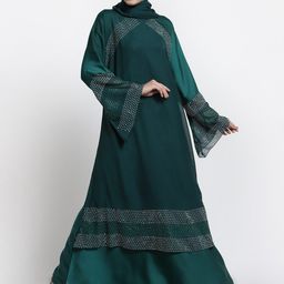 Arrabi Women Green Solid Burqa With Scarf-image-40