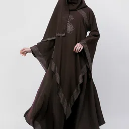Arrabi Embellished Detail Burqa With Scarf-image-5