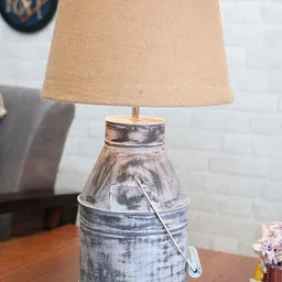 Homesake Rustic Milk Churn White Whitewash Finish Can Electric Table Lamp with Shade-10