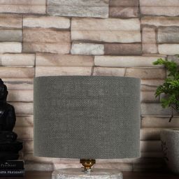 Devansh Grey & White Textured Jute Table Lamp With Wood Base-8
