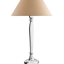 Homesake Silver-Toned & Beige Solid Royal Ovoid Chrome Handcrafted Table Lamp with Shade image 2