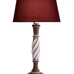 Homesake Red & Brown Solid Contemporary Bedside Smart Lamp with Shade image 3