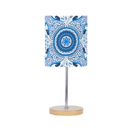KOLOROBIA White & Blue Pristine Turkish Buffet Table Lamp with Shade image 4