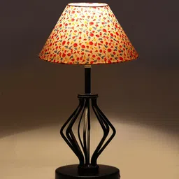 Devansh White & Black Printed Cotton Table Lamp With Iron Base image 3