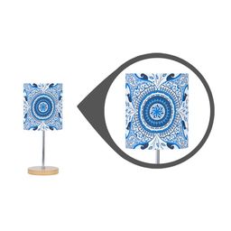 KOLOROBIA White & Blue Pristine Turkish Buffet Table Lamp with Shade image 5