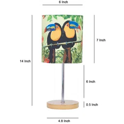 KOLOROBIA Green & Orange Tropical Rain Forest Printed Quirky Table Lamp with Shade image 4