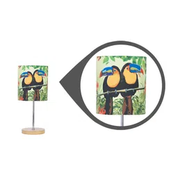 KOLOROBIA Green & Orange Tropical Rain Forest Printed Quirky Table Lamp with Shade image 2