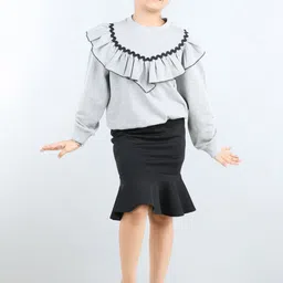 AWW HUNNIE Girls Ruffled Top With Skirt-image-49