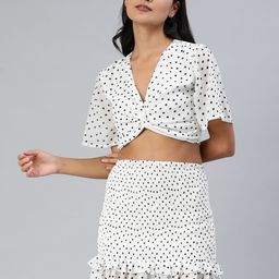 EVERYDAY by ANI Women White & Black Polka Dot Print Top with Skirt-image-21
