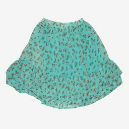 KiddoPanti Girls Green & Red Printed Flared Knee-Length Skirt-picture-45
